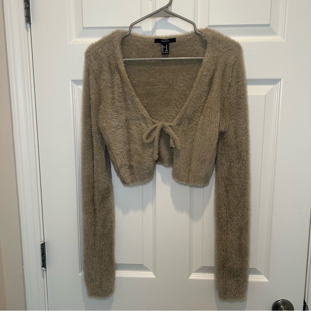 Forever 21 Faux Fur Beige Cardigan